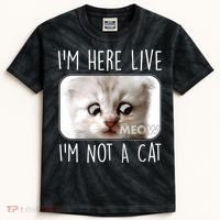 I'm Here Live I'm Not A Cat Zoom Lawyer Cat Meme Kids Tie-Dye T-Shirt thumb 0