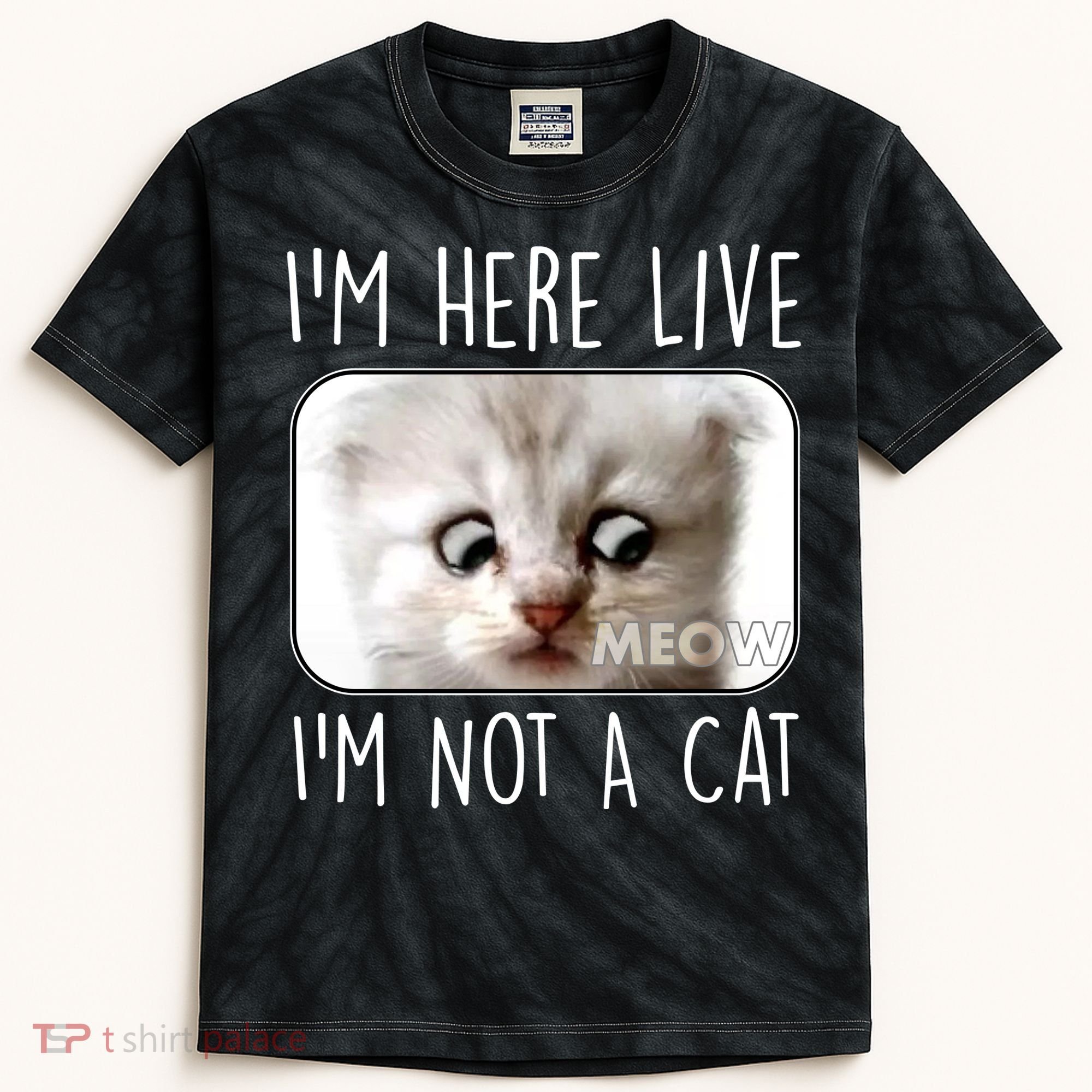 I'm Here Live I'm Not A Cat Zoom Lawyer Cat Meme Kids Tie-Dye T-Shirt