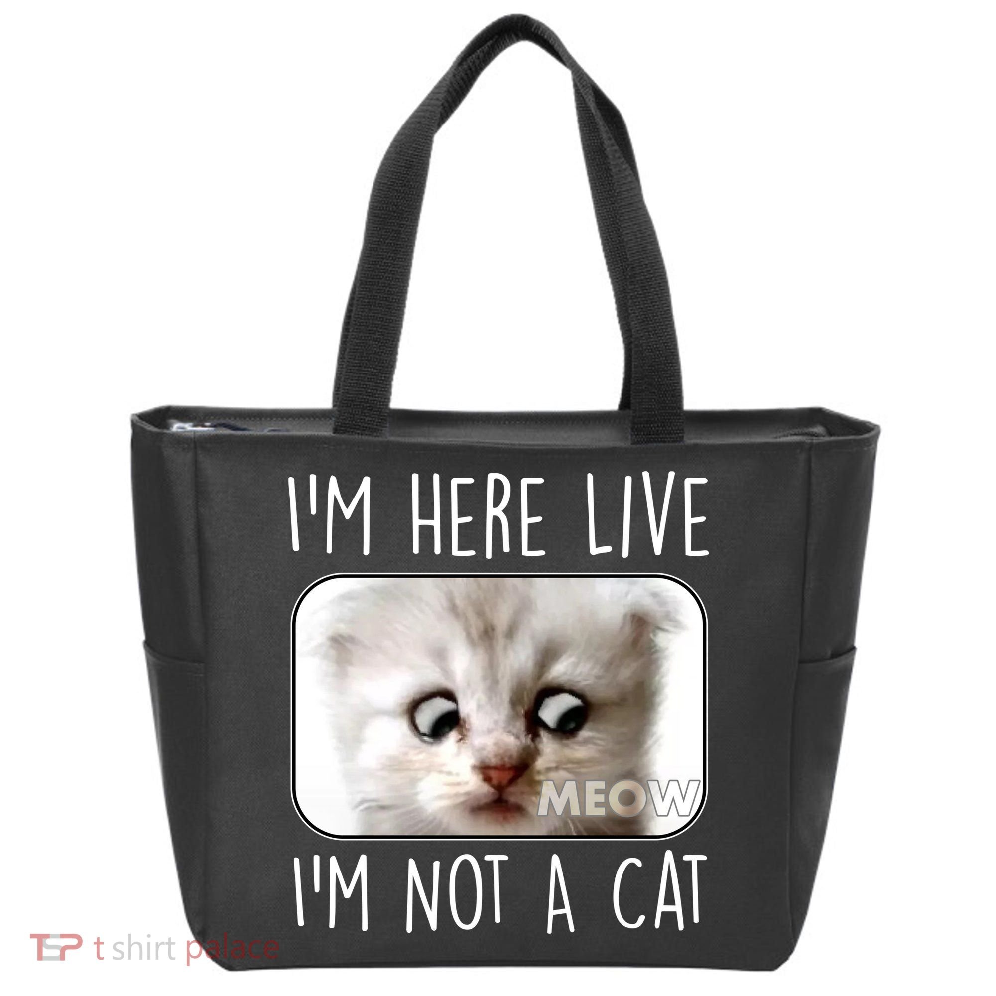 I'm Here Live I'm Not A Cat Zoom Lawyer Cat Meme Tote Bag