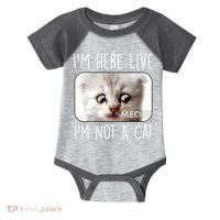 I'm Here Live I'm Not A Cat Zoom Lawyer Cat Meme Infant Baby Jersey Bodysuit thumb 0