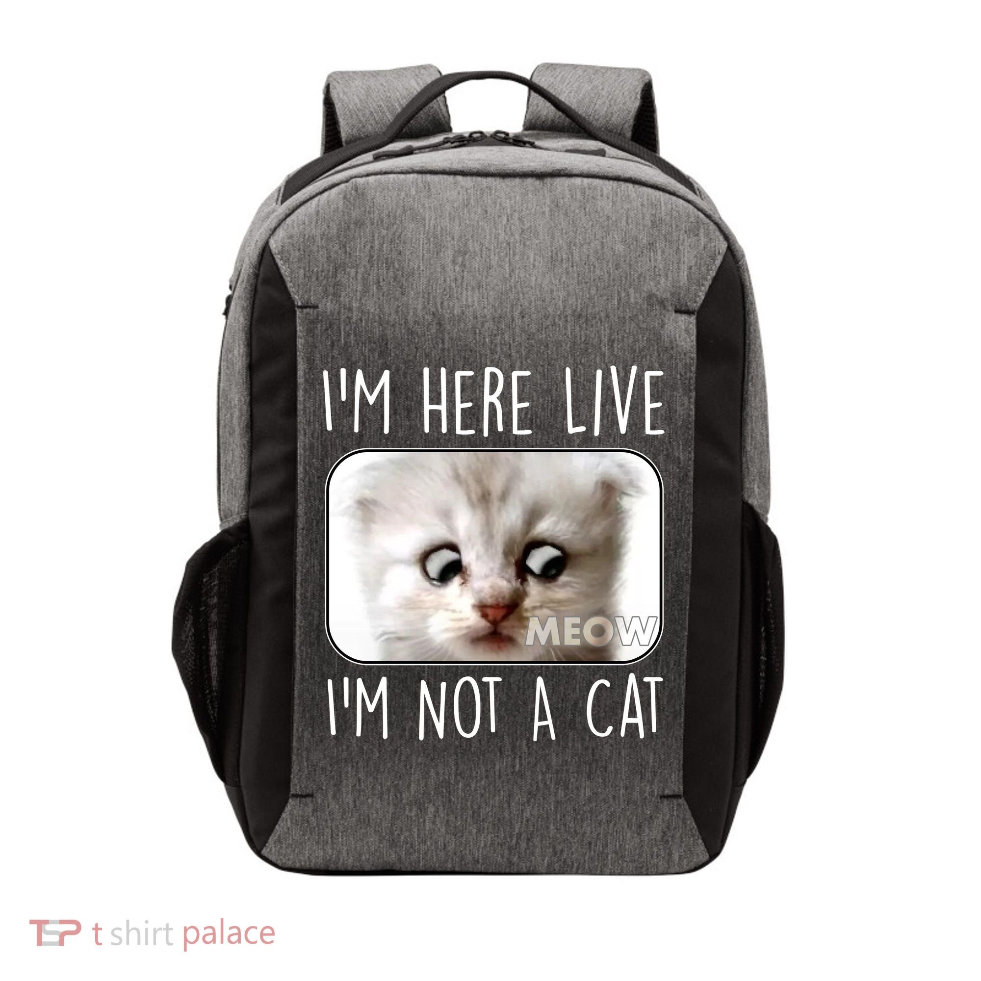 I'm Here Live I'm Not A Cat Zoom Lawyer Cat Meme Vector Backpack