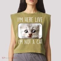 I'm Here Live I'm Not A Cat Zoom Lawyer Cat Meme Garment-Dyed Women's Muscle Tee thumb 2
