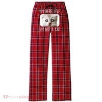 I'm Here Live I'm Not A Cat Zoom Lawyer Cat Meme Women's Flannel Plaid Pajama Pants thumb 0