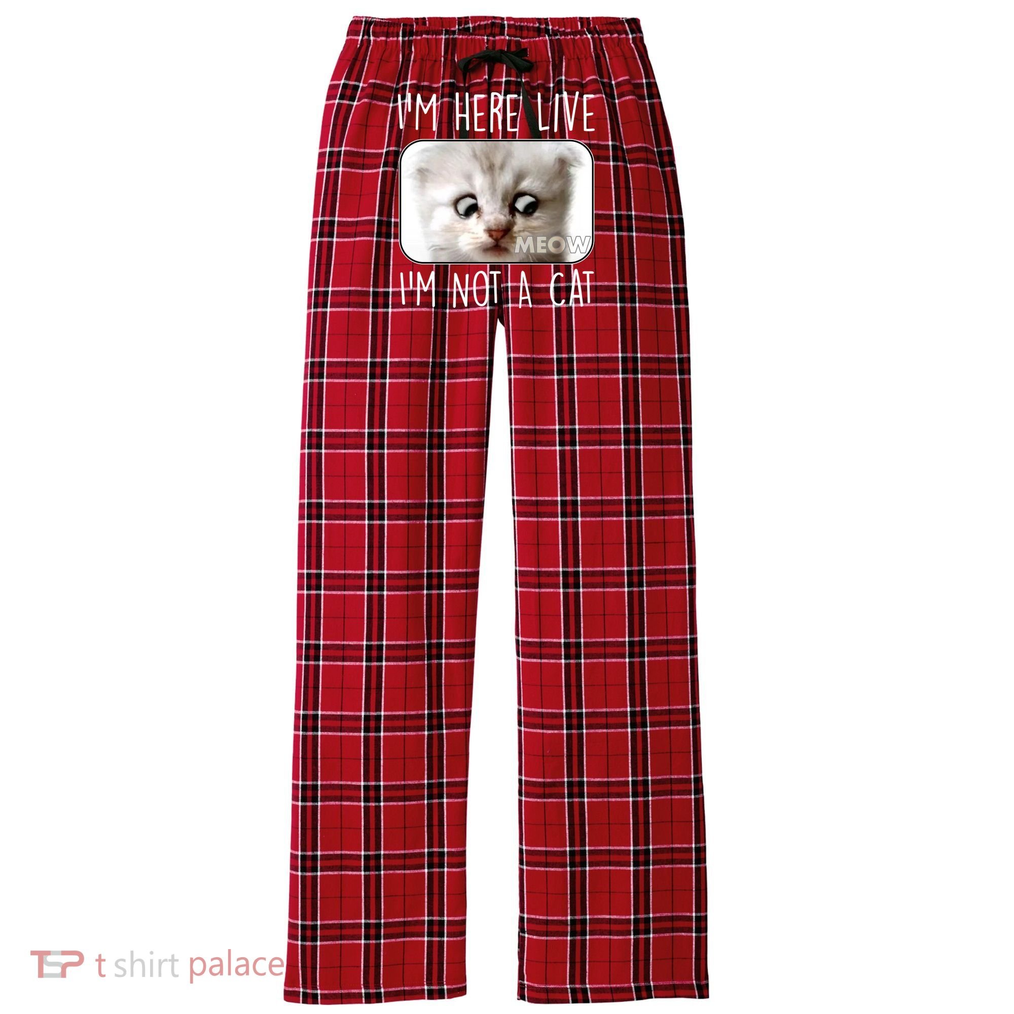 I'm Here Live I'm Not A Cat Zoom Lawyer Cat Meme Women's Flannel Plaid Pajama Pants