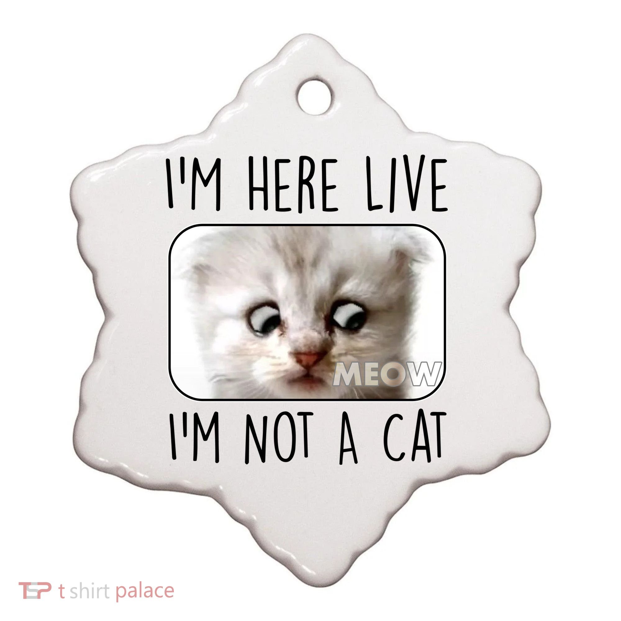 I'm Here Live I'm Not A Cat Zoom Lawyer Cat Meme Ceramic Ornament