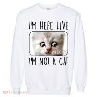 I'm Here Live I'm Not A Cat Zoom Lawyer Cat Meme Garment-Dyed Sweatshirt thumb 0