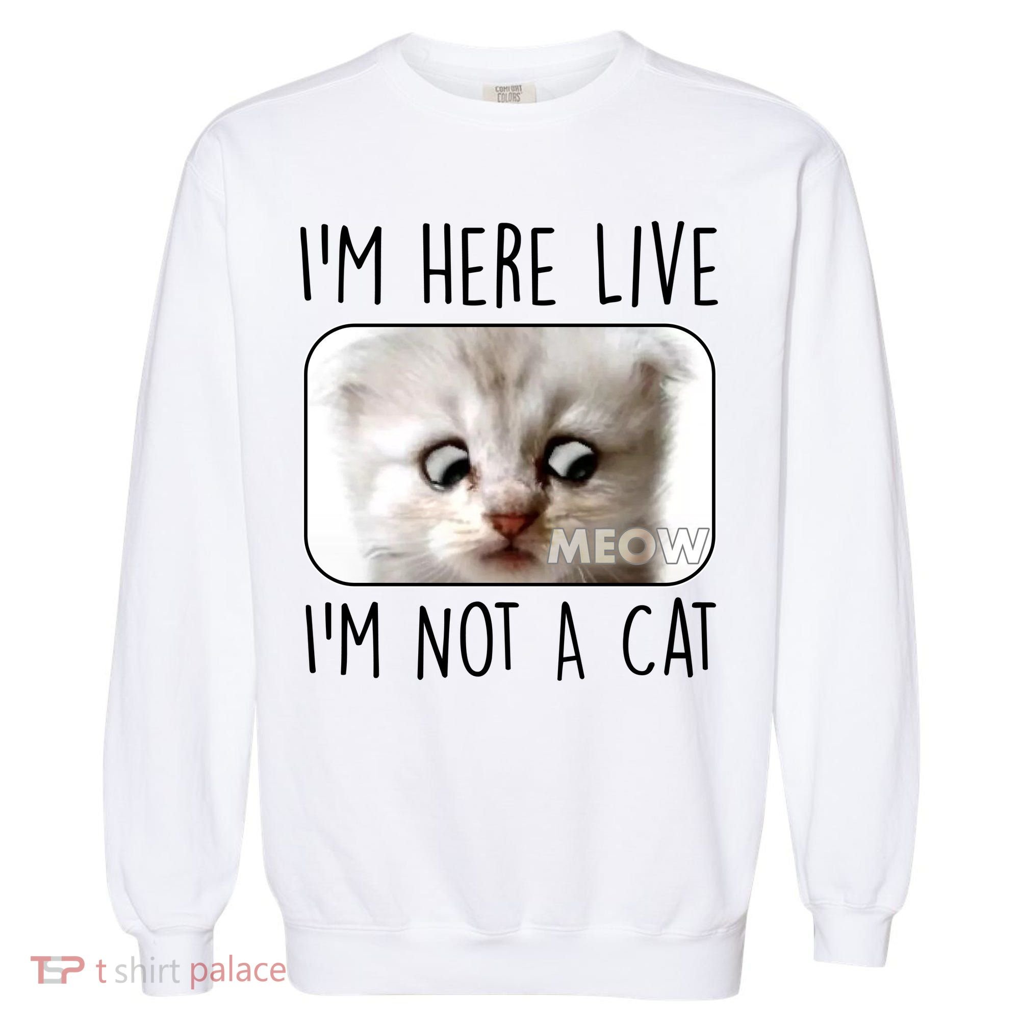 I'm Here Live I'm Not A Cat Zoom Lawyer Cat Meme Garment-Dyed Sweatshirt