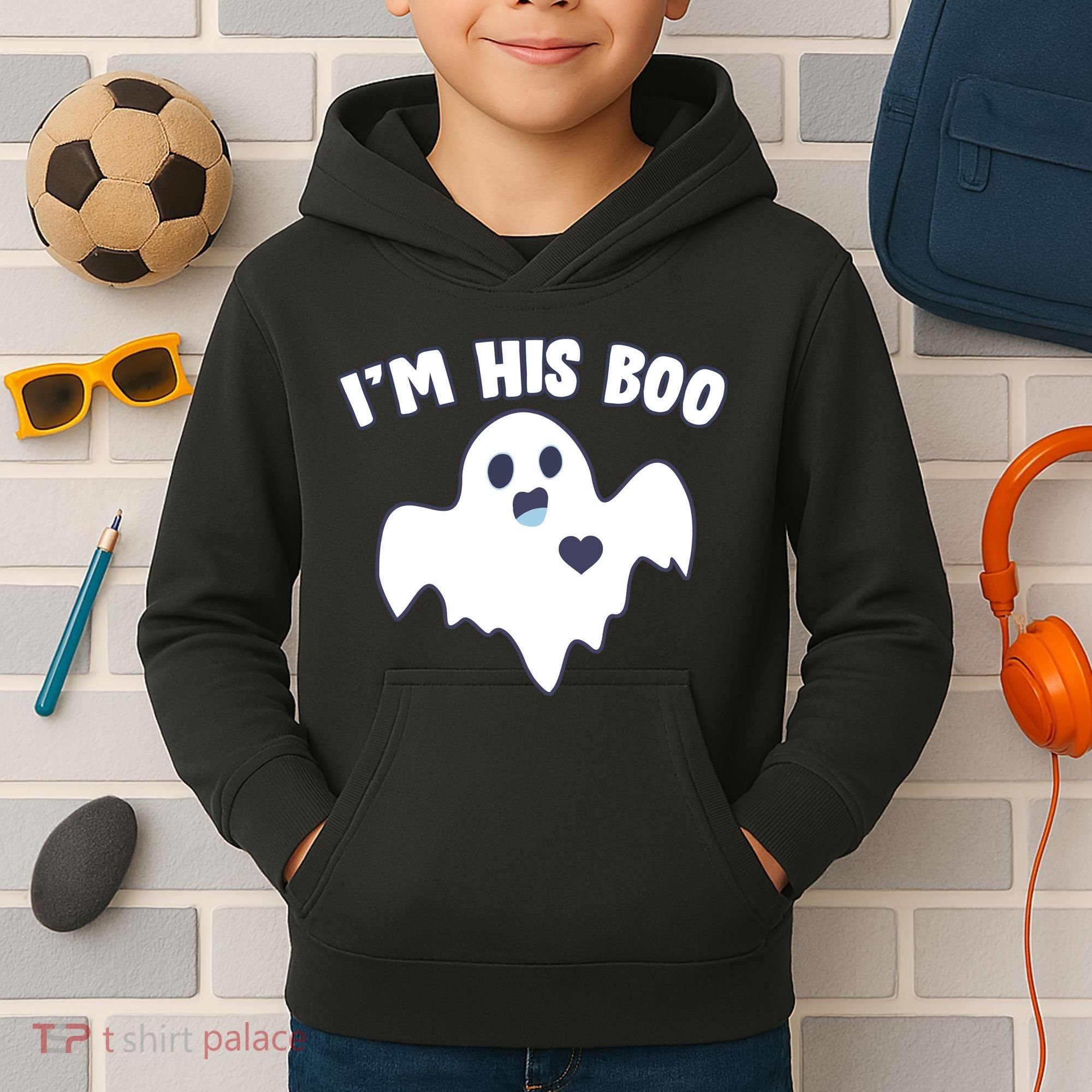 I'm His Boo Matching Halloween Kids Hoodie