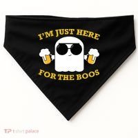 I'm Just Here for the Boos Funny Halloween Beer Ghost Emoji USA-Made Doggie Bandana thumb 0