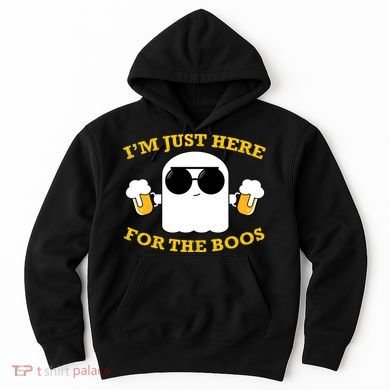I'm Just Here for the Boos Funny Halloween Beer Ghost Emoji Hoodie