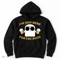 I'm Just Here for the Boos Funny Halloween Beer Ghost Emoji Hoodie thumb 0