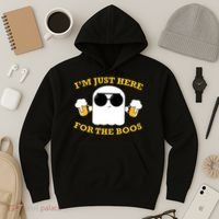 I'm Just Here for the Boos Funny Halloween Beer Ghost Emoji Hoodie thumb 3