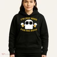 I'm Just Here for the Boos Funny Halloween Beer Ghost Emoji Hoodie thumb 5