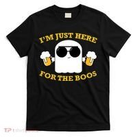 I'm Just Here for the Boos Funny Halloween Beer Ghost Emoji T-Shirt thumb 0