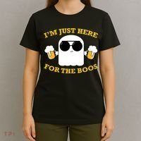 I'm Just Here for the Boos Funny Halloween Beer Ghost Emoji T-Shirt thumb 4