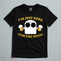 I'm Just Here for the Boos Funny Halloween Beer Ghost Emoji T-Shirt thumb 5