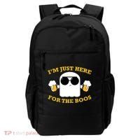I'm Just Here for the Boos Funny Halloween Beer Ghost Emoji Backpack thumb 0