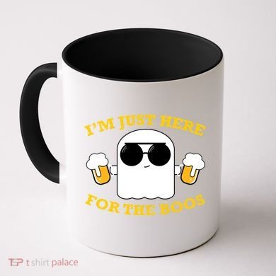 I'm Just Here for the Boos Funny Halloween Beer Ghost Emoji Coffee Mug