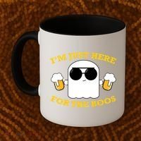I'm Just Here for the Boos Funny Halloween Beer Ghost Emoji Coffee Mug thumb 2