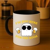 I'm Just Here for the Boos Funny Halloween Beer Ghost Emoji Coffee Mug thumb 4