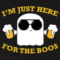 I'm Just Here for the Boos Funny Halloween Beer Ghost Emoji Women's Hoodie thumb 2
