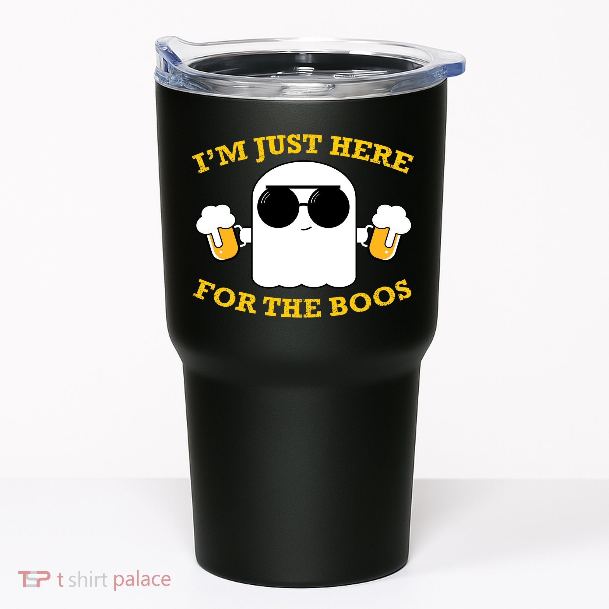 I'm Just Here for the Boos Funny Halloween Beer Ghost Emoji Tumbler