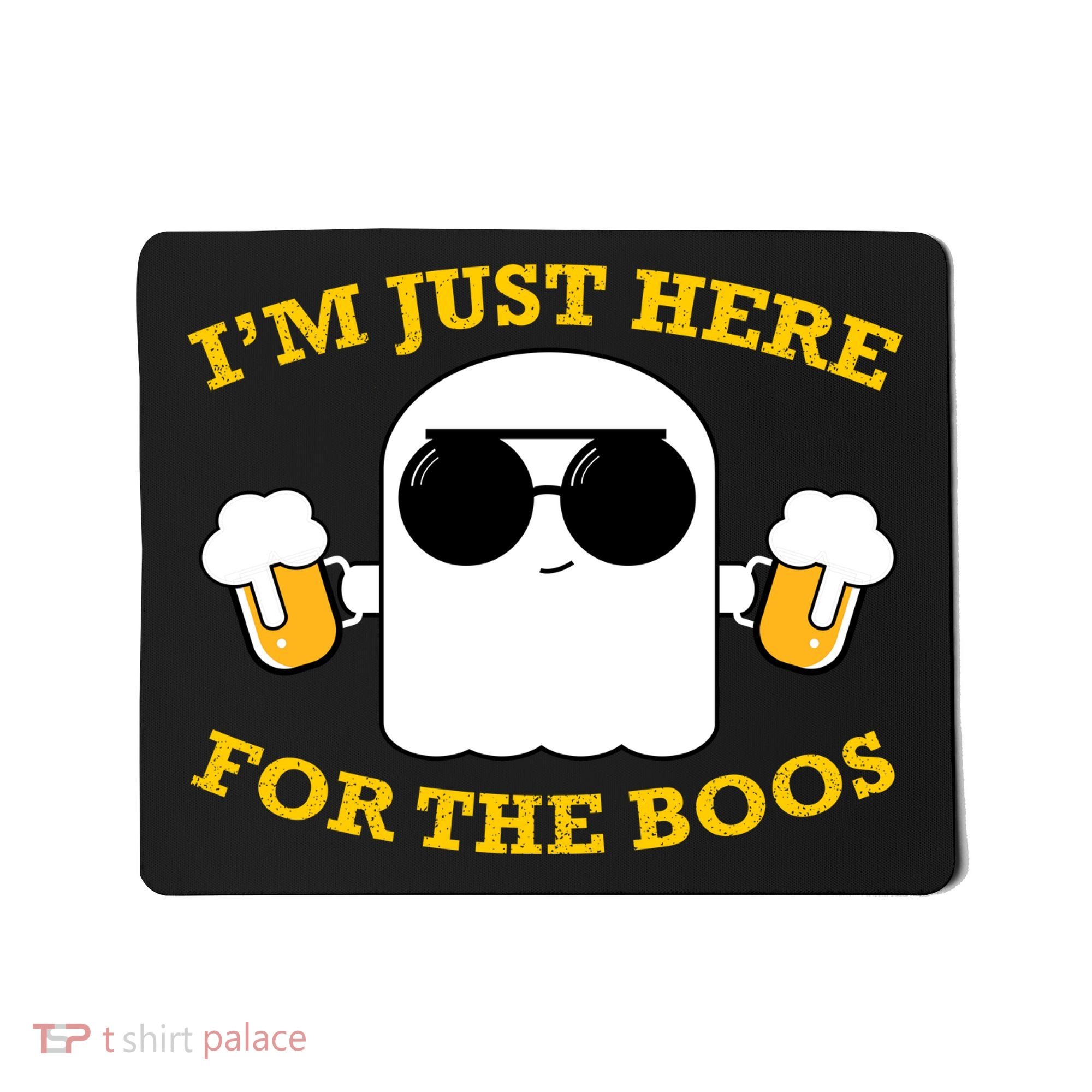 I'm Just Here for the Boos Funny Halloween Beer Ghost Emoji Mousepad