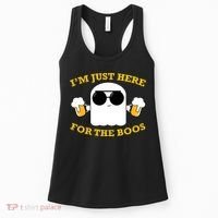 I'm Just Here for the Boos Funny Halloween Beer Ghost Emoji Women's Tank Top thumb 0
