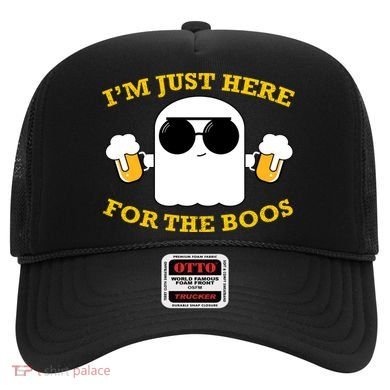 I'm Just Here for the Boos Funny Halloween Beer Ghost Emoji Hat
