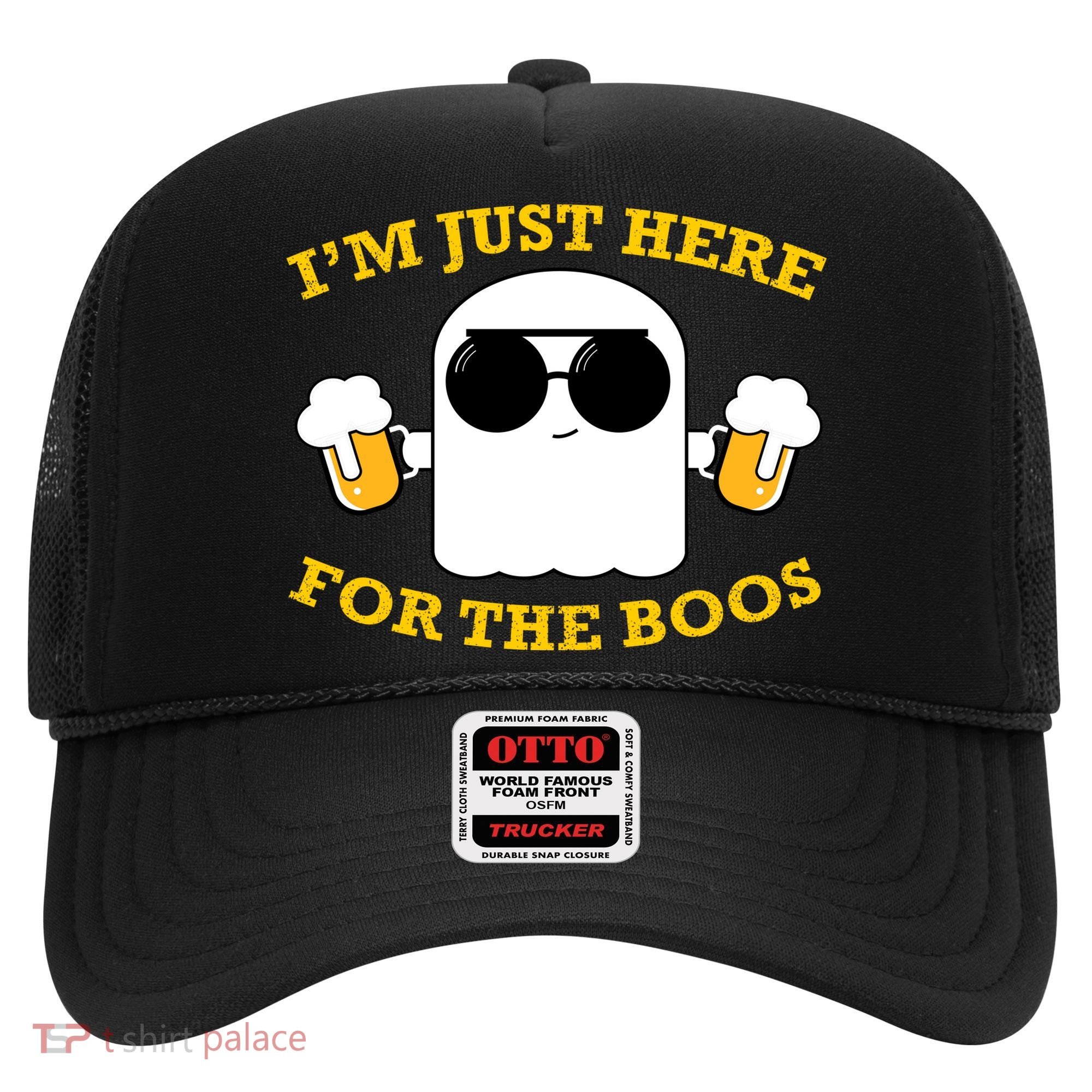 I'm Just Here for the Boos Funny Halloween Beer Ghost Emoji Hat