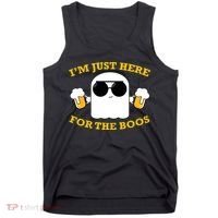 I'm Just Here for the Boos Funny Halloween Beer Ghost Emoji Tank Top thumb 0
