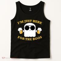 I'm Just Here for the Boos Funny Halloween Beer Ghost Emoji Tank Top thumb 2