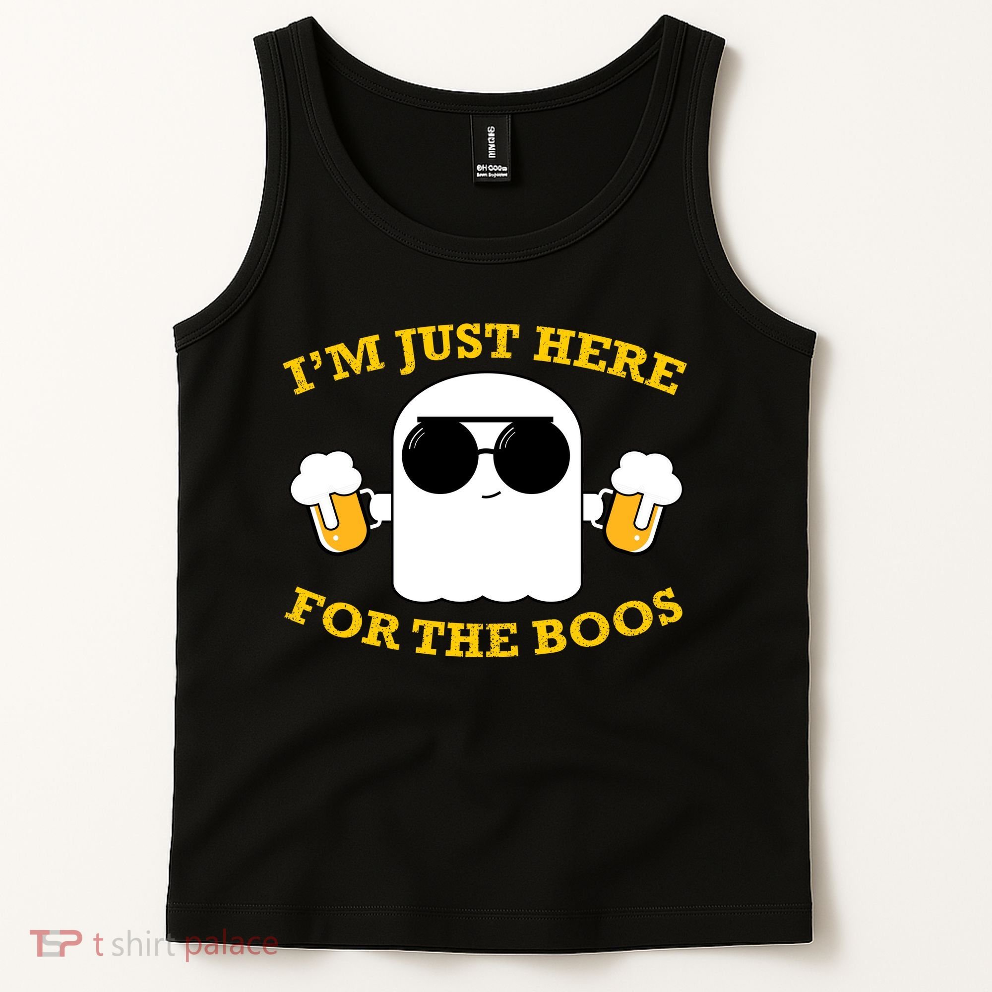 I'm Just Here for the Boos Funny Halloween Beer Ghost Emoji Tank Top