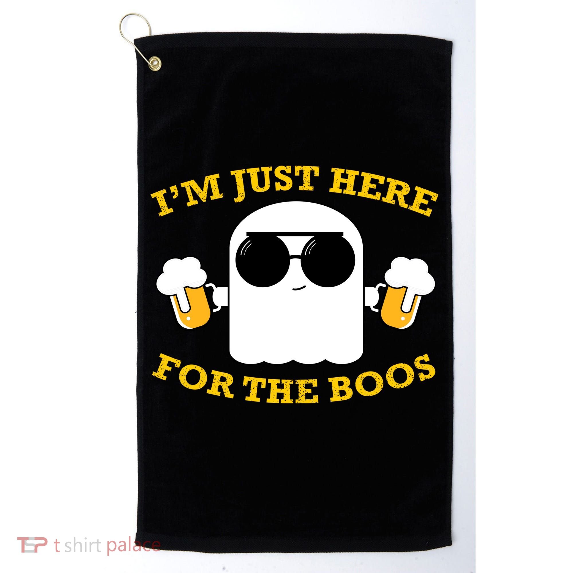 I'm Just Here for the Boos Funny Halloween Beer Ghost Emoji Golf Towel