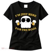 I'm Just Here for the Boos Funny Halloween Beer Ghost Emoji Women's T-Shirt thumb 0