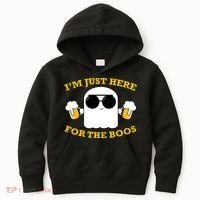 I'm Just Here for the Boos Funny Halloween Beer Ghost Emoji Kids Hoodie thumb 0