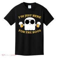 I'm Just Here for the Boos Funny Halloween Beer Ghost Emoji Kids T-Shirt thumb 0
