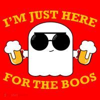 I'm Just Here for the Boos Funny Halloween Beer Ghost Emoji Santa Hat thumb 1