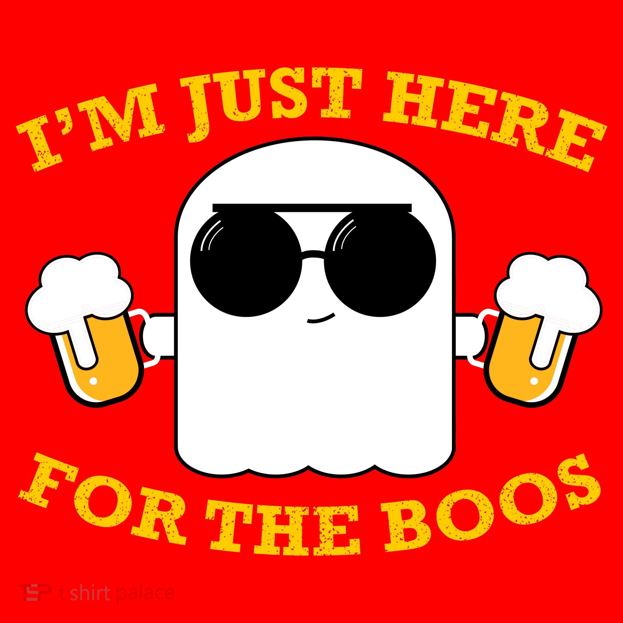 I'm Just Here for the Boos Funny Halloween Beer Ghost Emoji Santa Hat