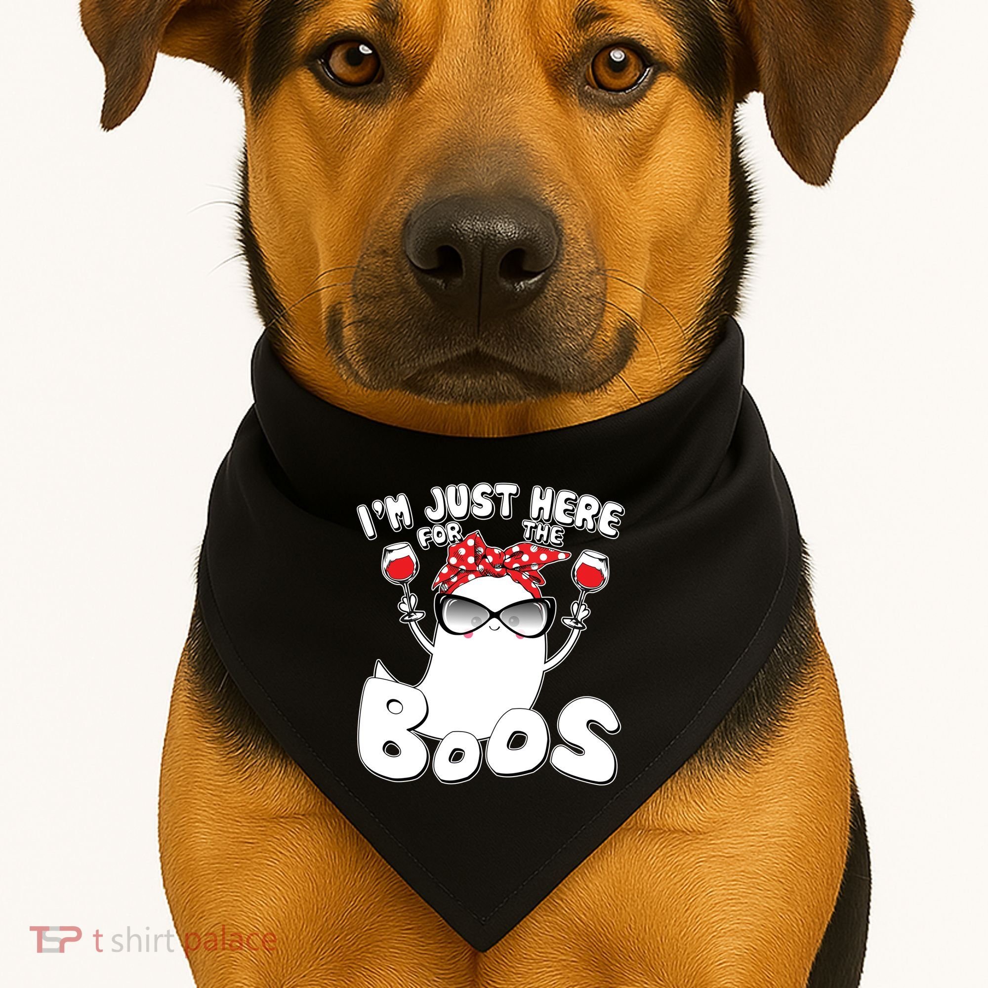 I'm Just Here For The Boos Wine Lover USA-Made Doggie Bandana