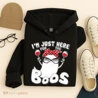 I'm Just Here For The Boos Wine Lover Hoodie thumb 4
