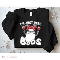 I'm Just Here For The Boos Wine Lover Sweatshirt thumb 2