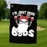 I'm Just Here For The Boos Wine Lover Golf Towel thumb 1