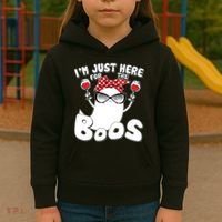 I'm Just Here For The Boos Wine Lover Kids Hoodie thumb 3