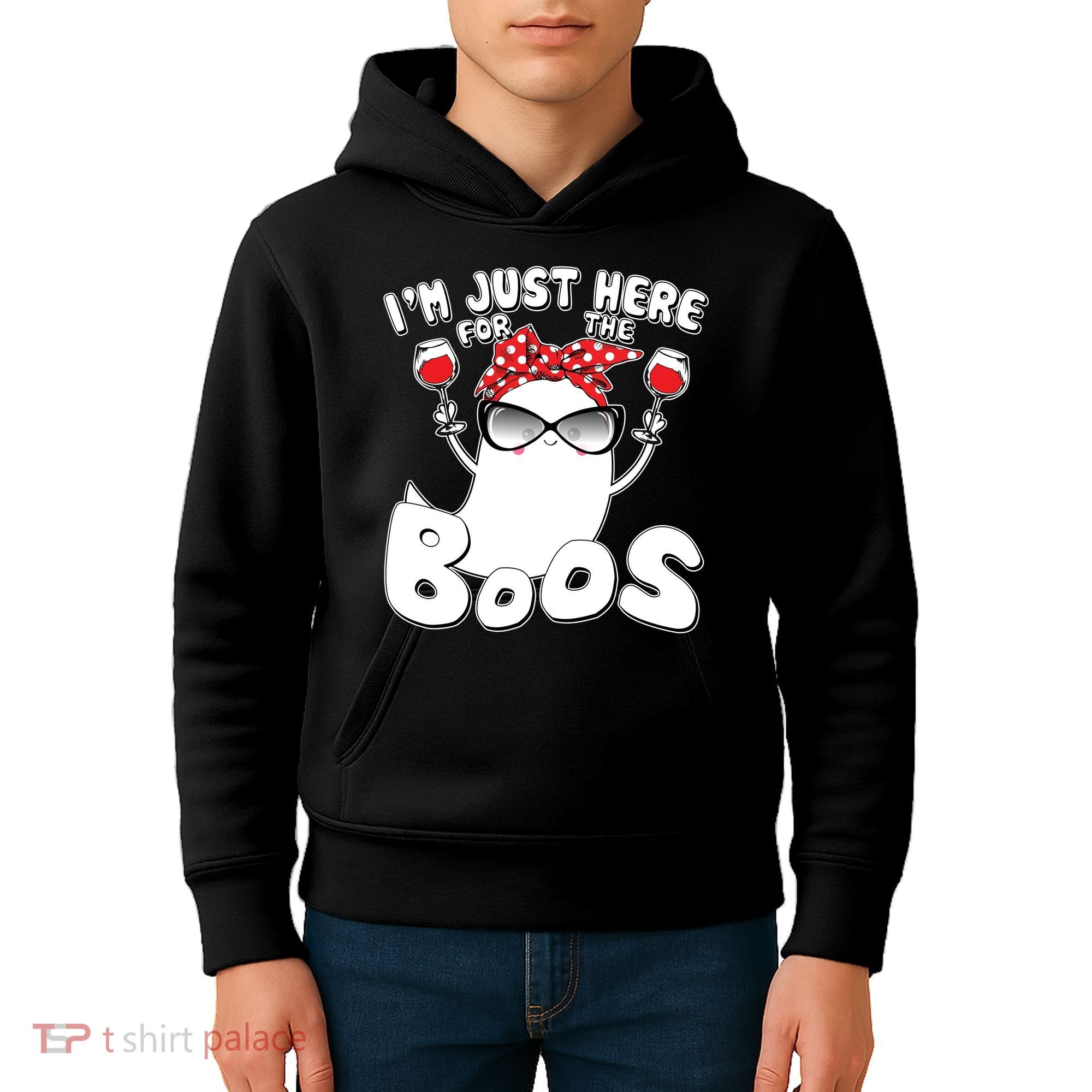 I'm Just Here For The Boos Wine Lover Kids Hoodie