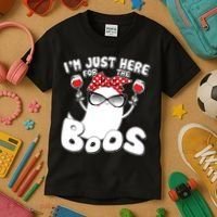 I'm Just Here For The Boos Wine Lover Kids T-Shirt thumb 3