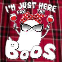 I'm Just Here For The Boos Wine Lover Women's Flannel Plaid Pajama Pants thumb 2