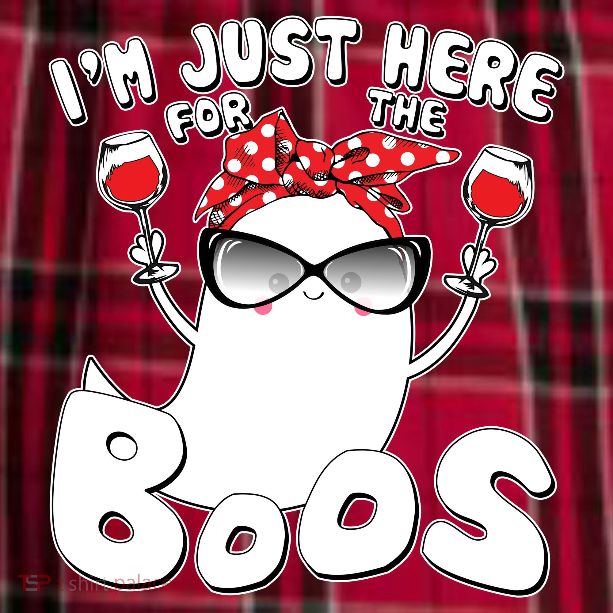 I'm Just Here For The Boos Wine Lover Women's Flannel Plaid Pajama Pants