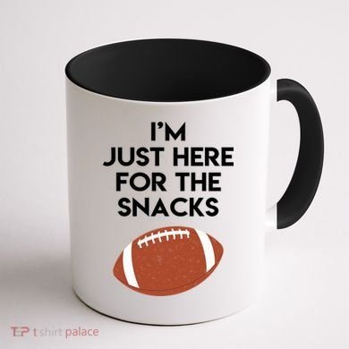 I'm Just Here for the Snacks Football Coffee Mug back