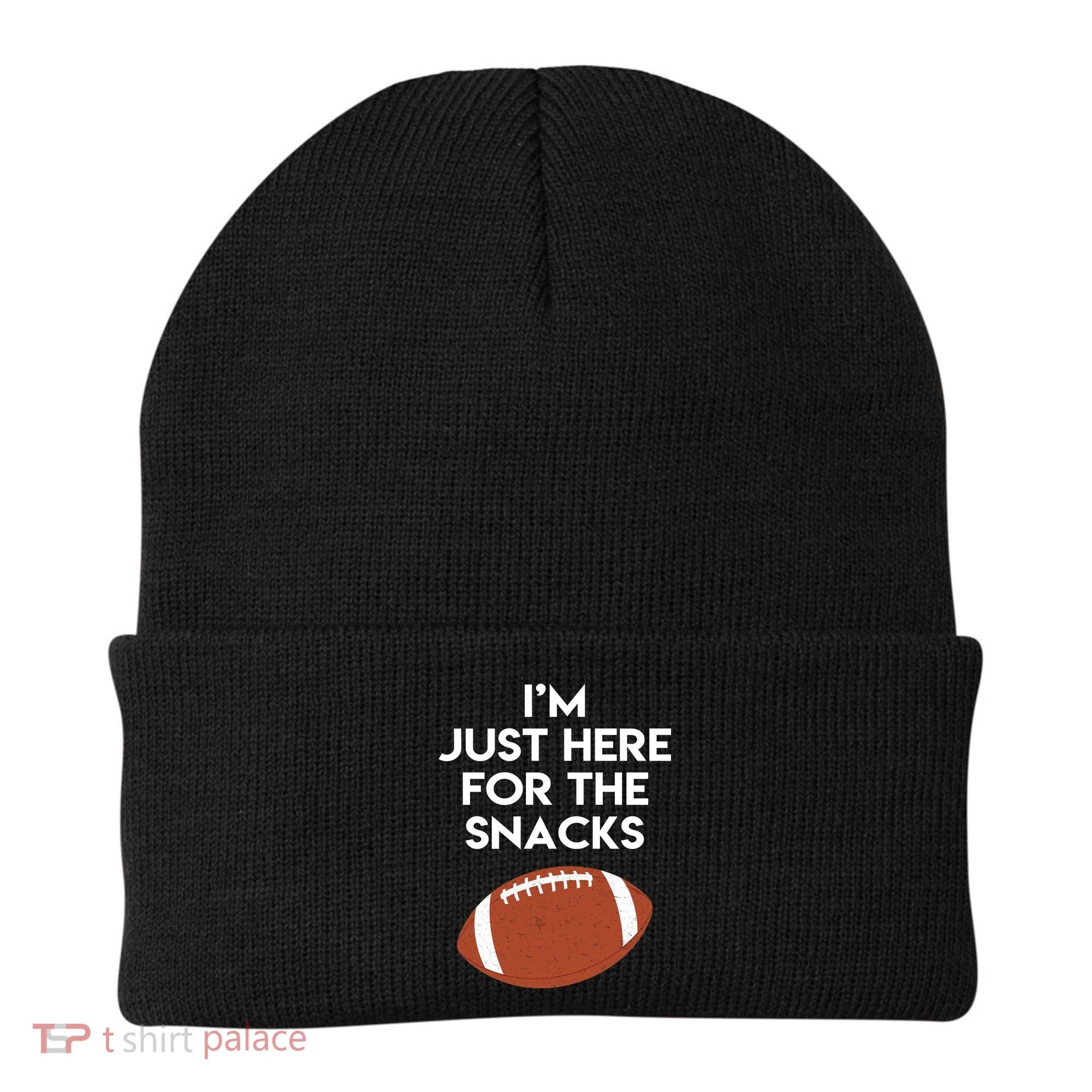 I'm Just Here for the Snacks Football Beanie